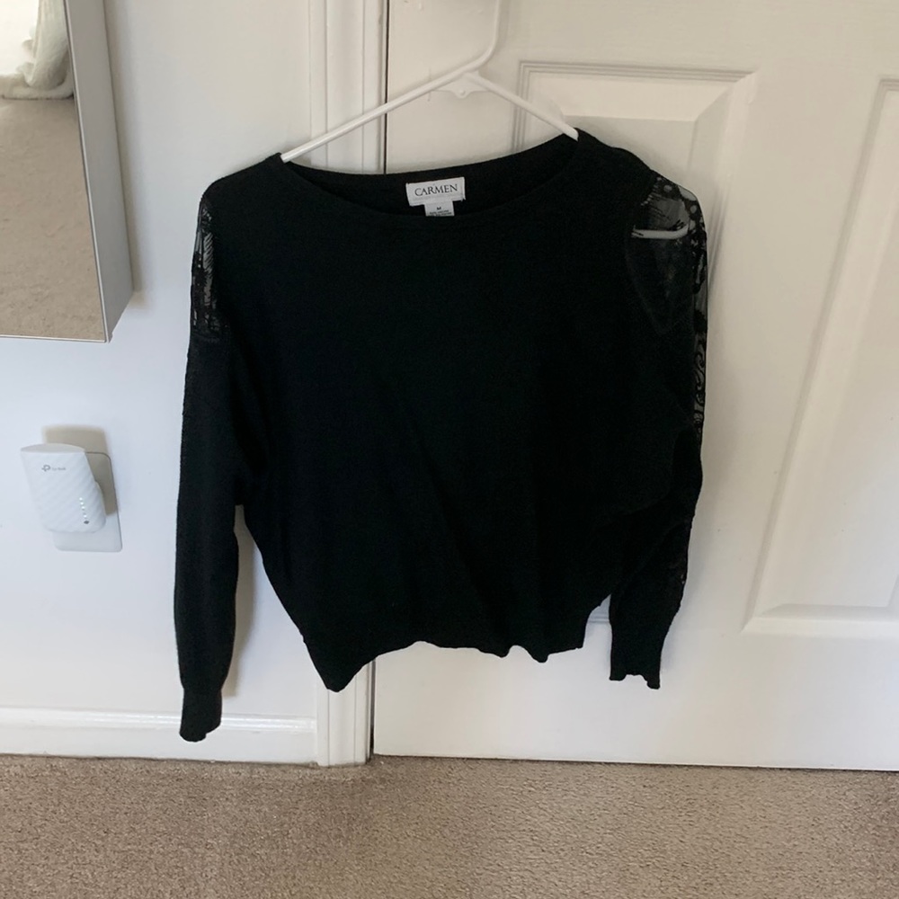 Black sweater with shoulder details